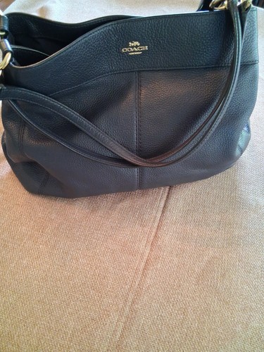 Coach Lexi Shoulder Handbag Pebbled Leather Dark Blue