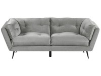 Modernes Sofa Aus Samtstoff In Grau 3Er Sitzer Lenvik