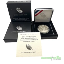 2016 100th Anniversary of National Park Service Proof Silver Coin With Box & COA