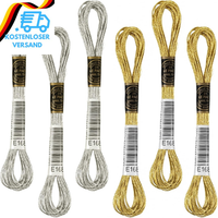 6 SträNge Stickgarn Set, Stickgarn Metallic Gold Kreuzstichgarn Freundschaftsarm