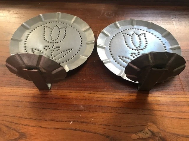 Apliques para velas de hojalata, juego de 2 candelabros de arte de metal hechos a mano. Foto 4 de 4