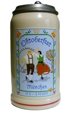 Bierkrug offizieller Oktoberfest Krug 2011 Ma&szlig;krug mit Zinndeckel und Zertifikat