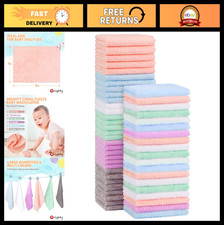 50-Pack Baby Washcloths, Soft Microfiber Coral Fleece Towels, Absorbent Face  B