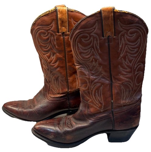 Texas Brand Brown Patent Leather Vintage Cowboy Boots Mens Size 10.5 Style 5111, Size 10, $32.17 - Photo 2