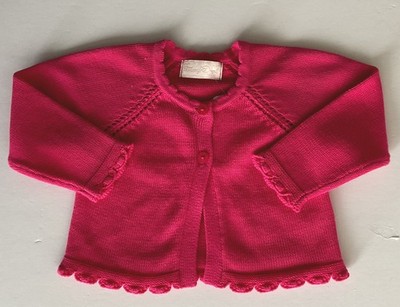 MAYORAL BABY GIRL CROPPED CARDIGAN  3 MO COTTON BRIGHT AZALEA SPANISH DESIGN NWT