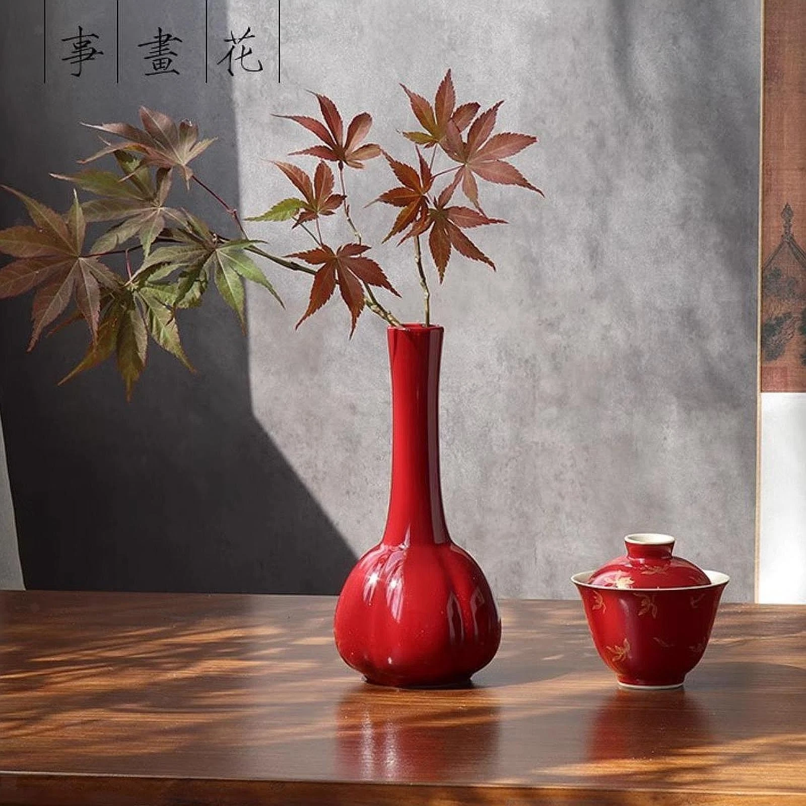 Red Ceramic Vase Desktop Ceramic Vase Creative Rustic Decorative Vases for