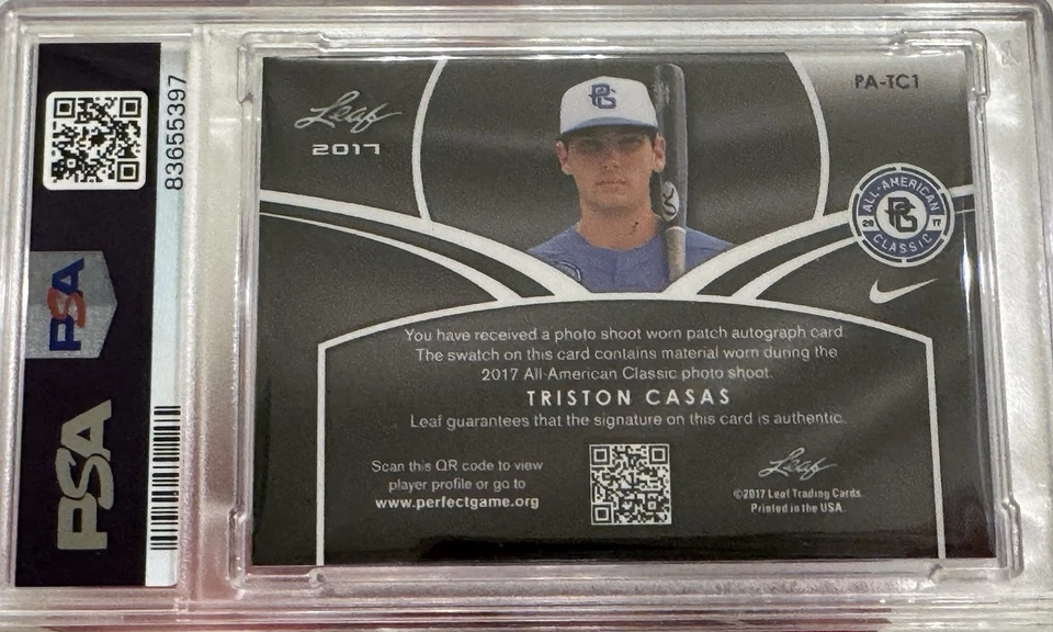 2017 Leaf Perfect Game All-American Classic ORANGE #/5 Triston Casas Patch Auto - Image 3 of 3