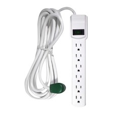 Go Green Power Inc. 12ft Surge Protector With 6 Outlets Heavy Duty Circuit Break