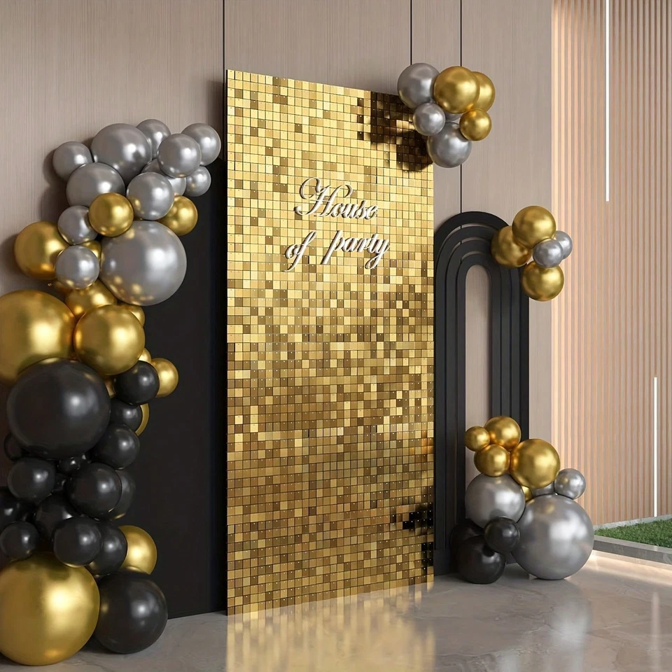 ZEF-24/36pcs Shimmer Wall Backdrop Square Shimmer Panels Sequin Photo Backdrops - Image 2 of 4