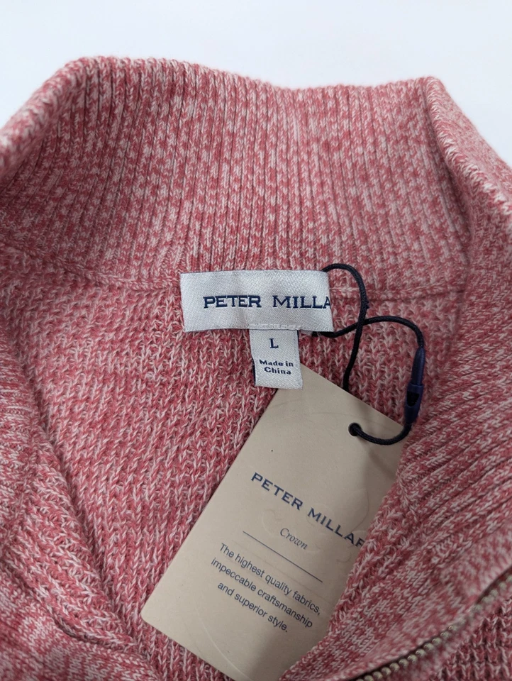 Peter Millar Crown Quarter Zip Merino Wool Sweater Sz L Red (Lyche) - Image 4 of 4