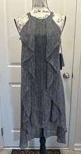 H By Halston High Low Gray And White Striped Dress Size 4 NWT