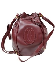 Borsa a secchiello Cartier vintage in pelle bordeaux a tracolla