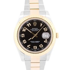 PAPERS Rolex Datejust II BLACK ARABIC 18K Gold Steel OYSTER 41mm 116333 BOX