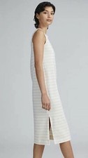 Everlane the weekend tank dress organic cotton midi beige stripe womens XXS