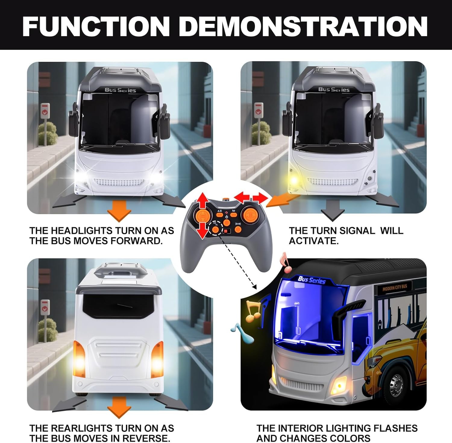 9 Channel RC Bus for Kids, 2.4G Remote Control City Buses with LED ...