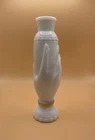 Avon Milk Glass Hand Holding Vase 1960's Gold Band Charisma Bottle 6" Vintage