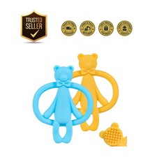 Infant Silicone Teething Toys - 2 Pack with Pacifier Clips for Ages 0-12