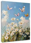 Watercolor Butterfly Daisy Floral Abstract Wall Art for Bathroom Living Room