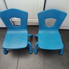 2X Nursery Classroom Chairs Blue Plastic Steel Frame School Playroom Kids Chairs