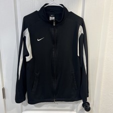 Nike Dri Fit Black white full zip track jacket mens size medium