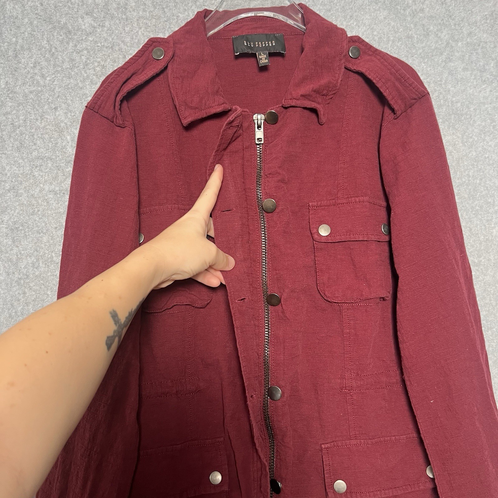 Blu Pepper Utility Jacket Button Zip Drawstring P… - image 8