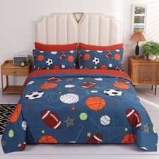 3D Basketball Bedding Set Full Size, Soccer Quilt Set for Boys , 7 pieces Foo...