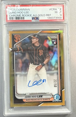 Jung Hoo Lee 2024 Bowman Chrome Rookie Auto #CRA-JLE Gold Refractor /50 PSA 9
