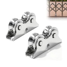 2 Pcs Heavy Duty 45 Steel V Groove Track Slide Gate Caster Wheels Bracket