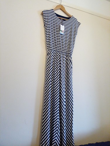 Joules Navy Stripe Maxi Dress Dallie jersey nautical Size 8 BNWT RRP £54.95 - Picture 2 of 9