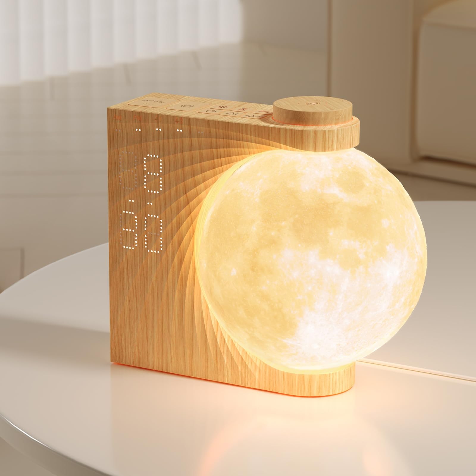RETEYUNG Sunrise Alarm Clocks Sound Machine Moon Lamp for bedrooms, 2 Alarms, 15
