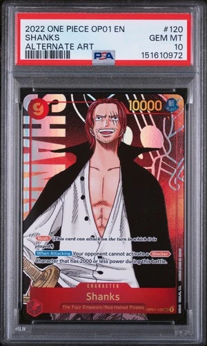 2022 ONE PIECE OP01-ROMANCE DAWN ALTERNATE ART #120 SHANKS PSA 10
