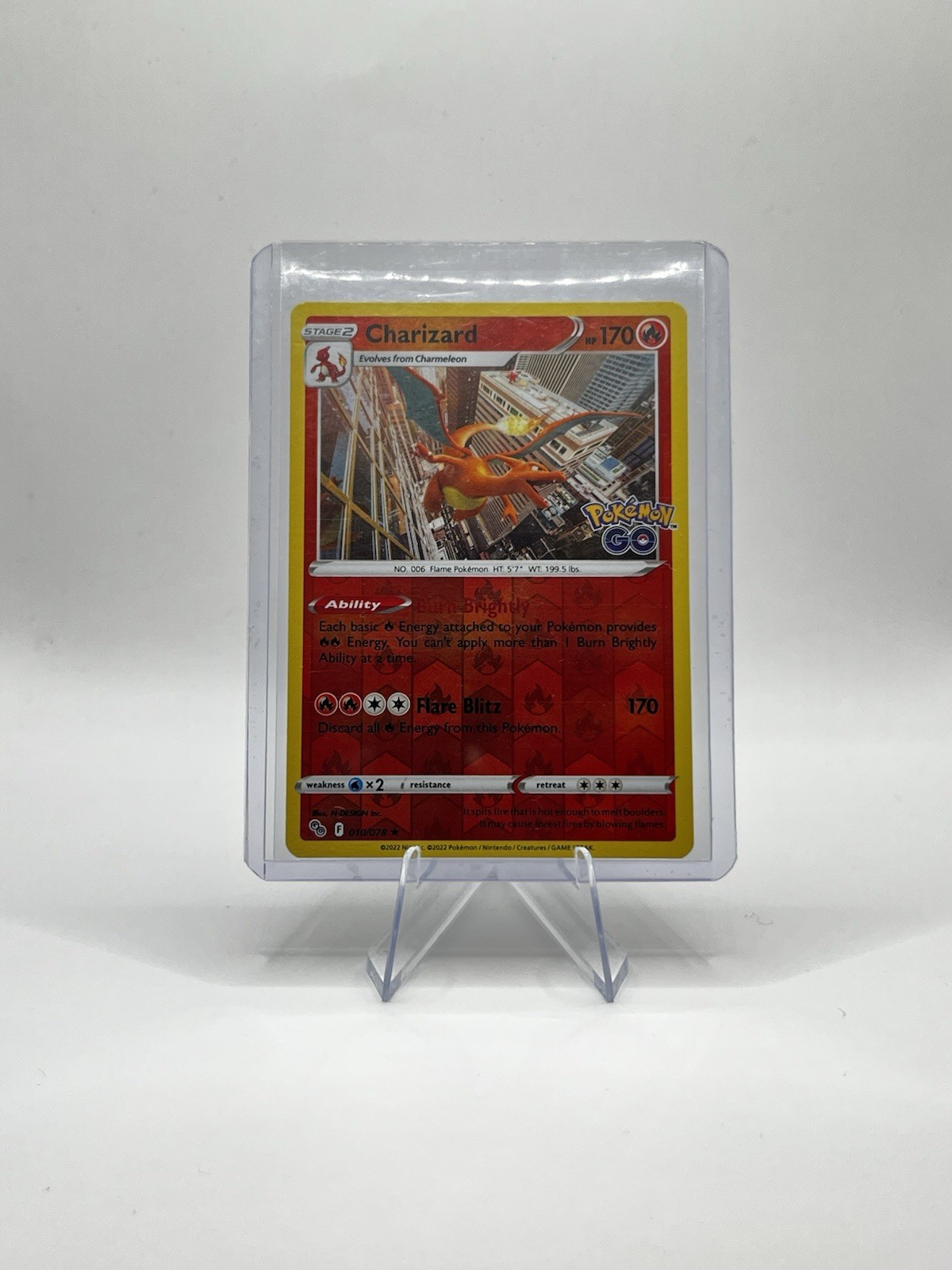 Pokémon TCG Charizard 10/78 Holo Rare Card 2022 Pokémon Go Set