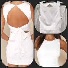 LULUS Confident Cutie White Tie Back Sleeveless Mini Dress**Cute Size LARGE*NWOT