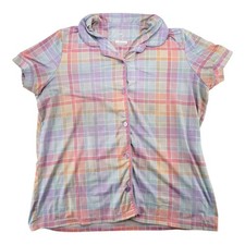 Girls Wonder Nation Pastel Plaid Button Front Sleep Top Size XXL 18