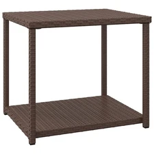 Side Table Storage 2-layer Coffee End Table Patio Furniture Poly Rattan vidaXL