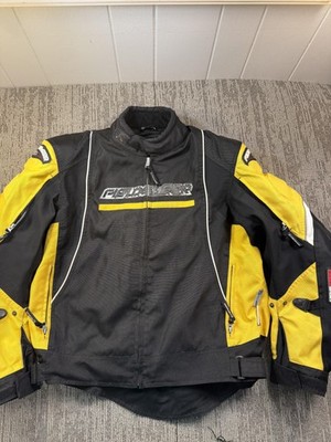 Fieldsheer Motorcycle Jacket Mens Large Black Yellow Armored Riding Full Zip