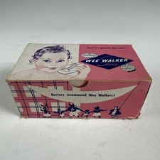 1950s Wee Walker White Leather High Top Baby Shoes Original Box and Paperwork