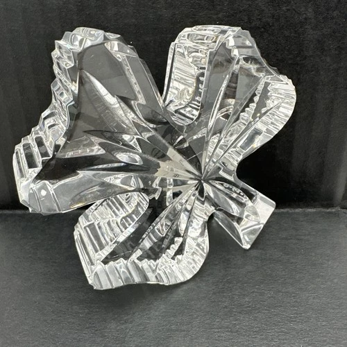Waterford Clear Crystal 3 Leaf Clover Shamrock Paperweight Vintage