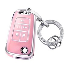 for Chevy Key Fob Cover with Keychain,Premium TPU Full Protection Style 2-pink