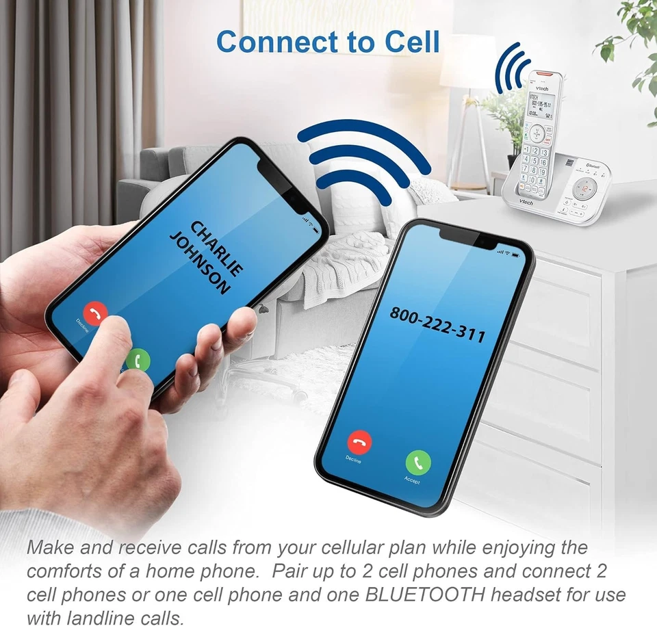 Telefone sem fio 3 aparelhos com bloqueador de chamadas inteligentes - Imagem 4 de 4