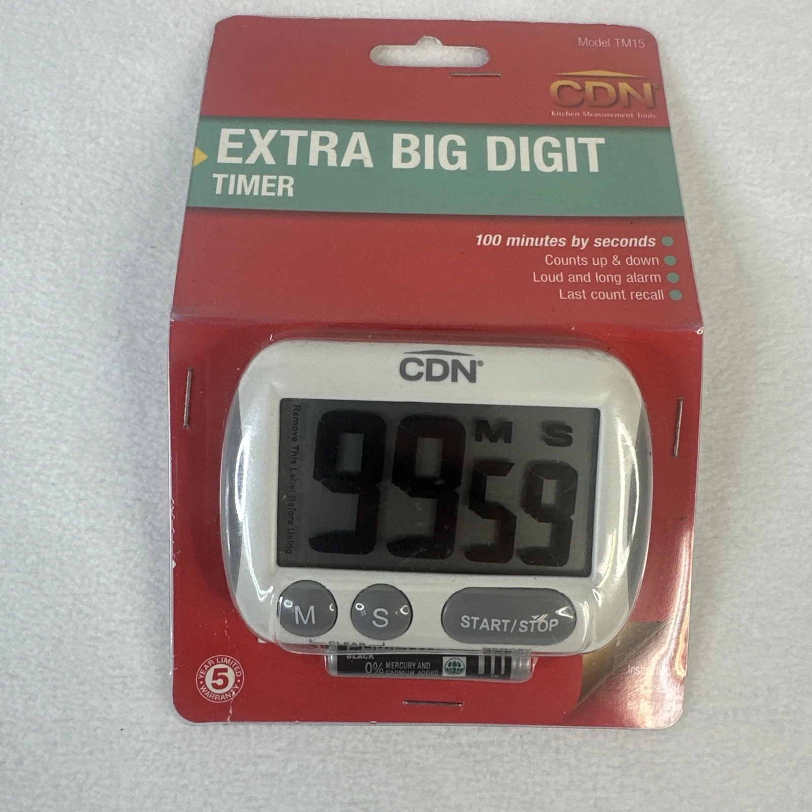 Extra-Large Digital Timer - Count Up/Down to 100 Minutes, Loud Alarm, Versatile