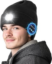 Bluetooth Beanie with Light, Beanie with LED and Bluetooth Headphones, Black