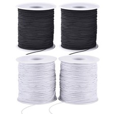 Stretchy String 1mm, 4 Rolls Beading Cord For Necklaces, Black White
