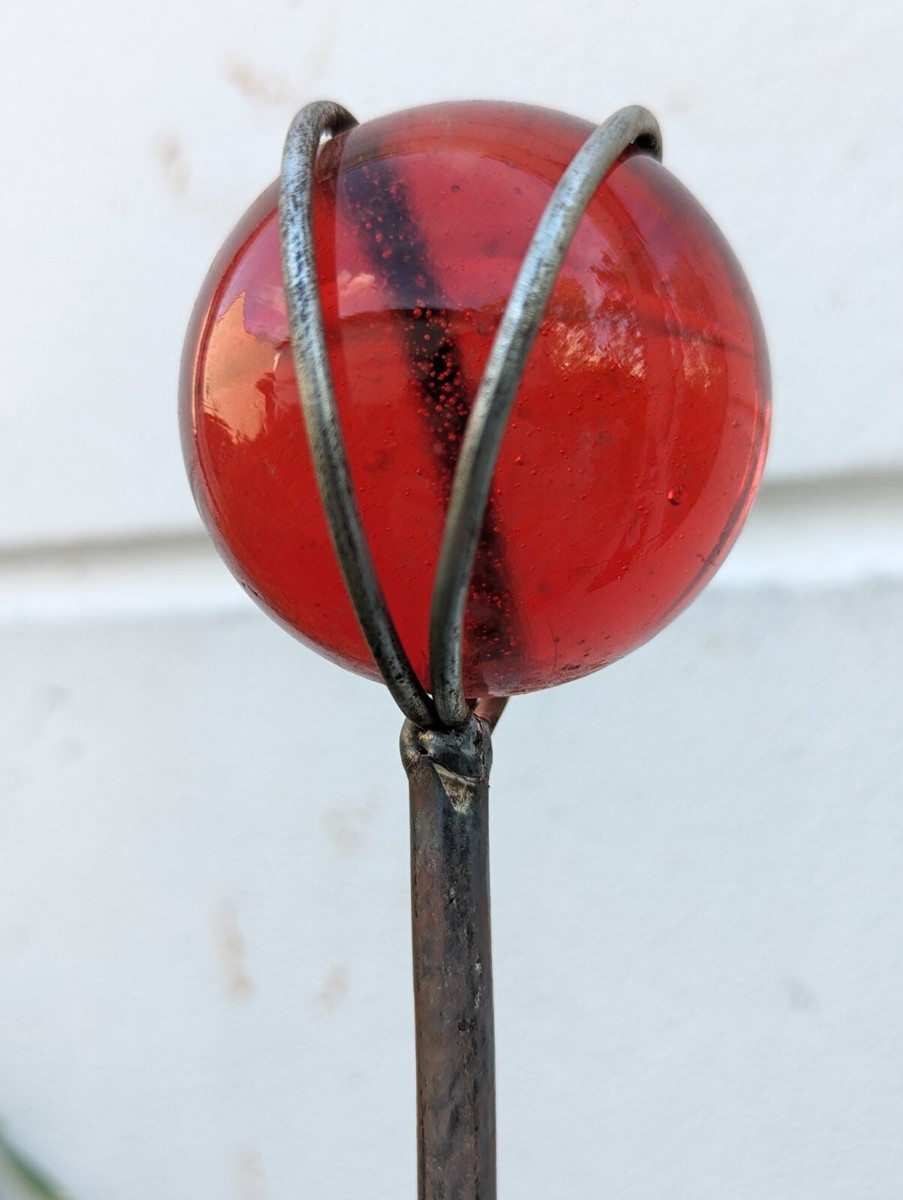 Gartenstecker Aus Edelrost Mit Glaskugel – Dekostecker Ca. 100 Cm Hoch, Rostoptik