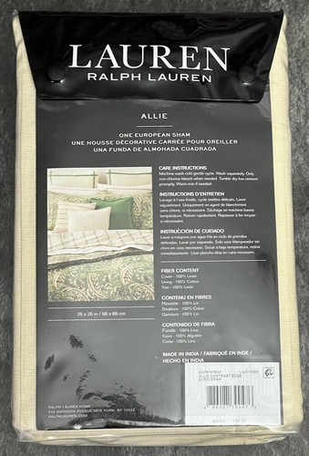 Lauren Ralph Lauren Allie Contrast Edge Euro Sham Light Hemp New - Picture 3 of 4