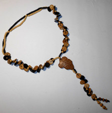 Chunky Handmade Vintage Stacked Y-Drop Coconut Bead Statement Necklace 26" long