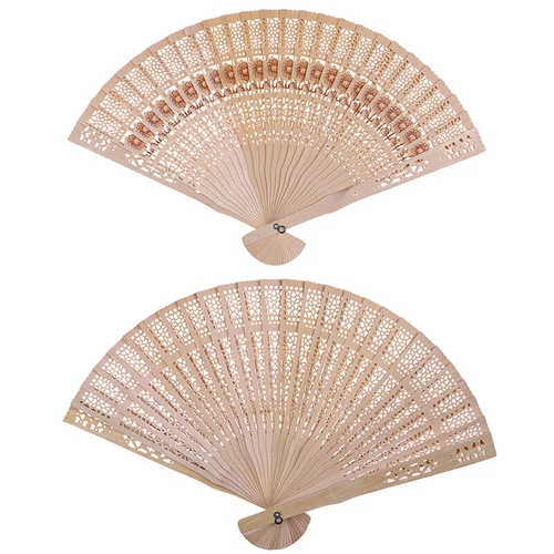 (3PC) Natural Wood Large Lace Floral Folding Hand Held Chinese Fan US - Picture 9 of 19