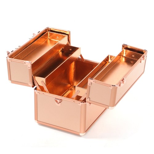 Rose Gold Dog Grooming Show Case Tack Box Aluminium Hard Pet Storage Carry Bag - Picture 2 of 4