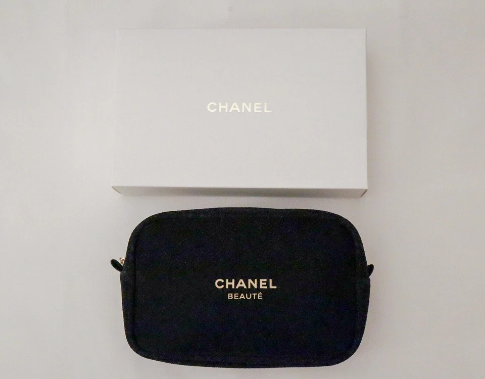 Bolso sin asas Chanel Beaute de maquillaje cosmético bolsa (NEGRO BRILLO) con caja de regalo Foto 2 de 4