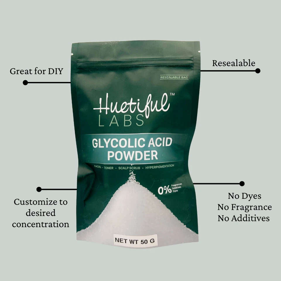 Glycolic Acid Powder 99.5% Pure Skin Peel Anti-Hyperpigmention Cosmetic Grade - Image 3 of 4